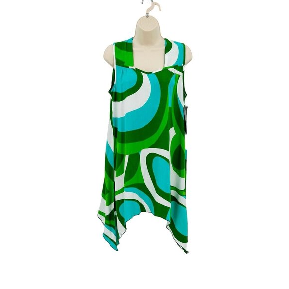 Escapada Asymmetrical Tunic Top Womens Size Small Sleeveless Tank Groovy Green - Picture 10 of 10